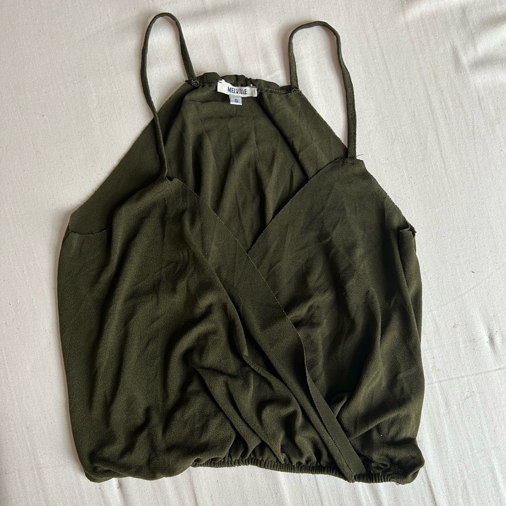 RARE Brandy Melville green slouchy crossover tank size small
